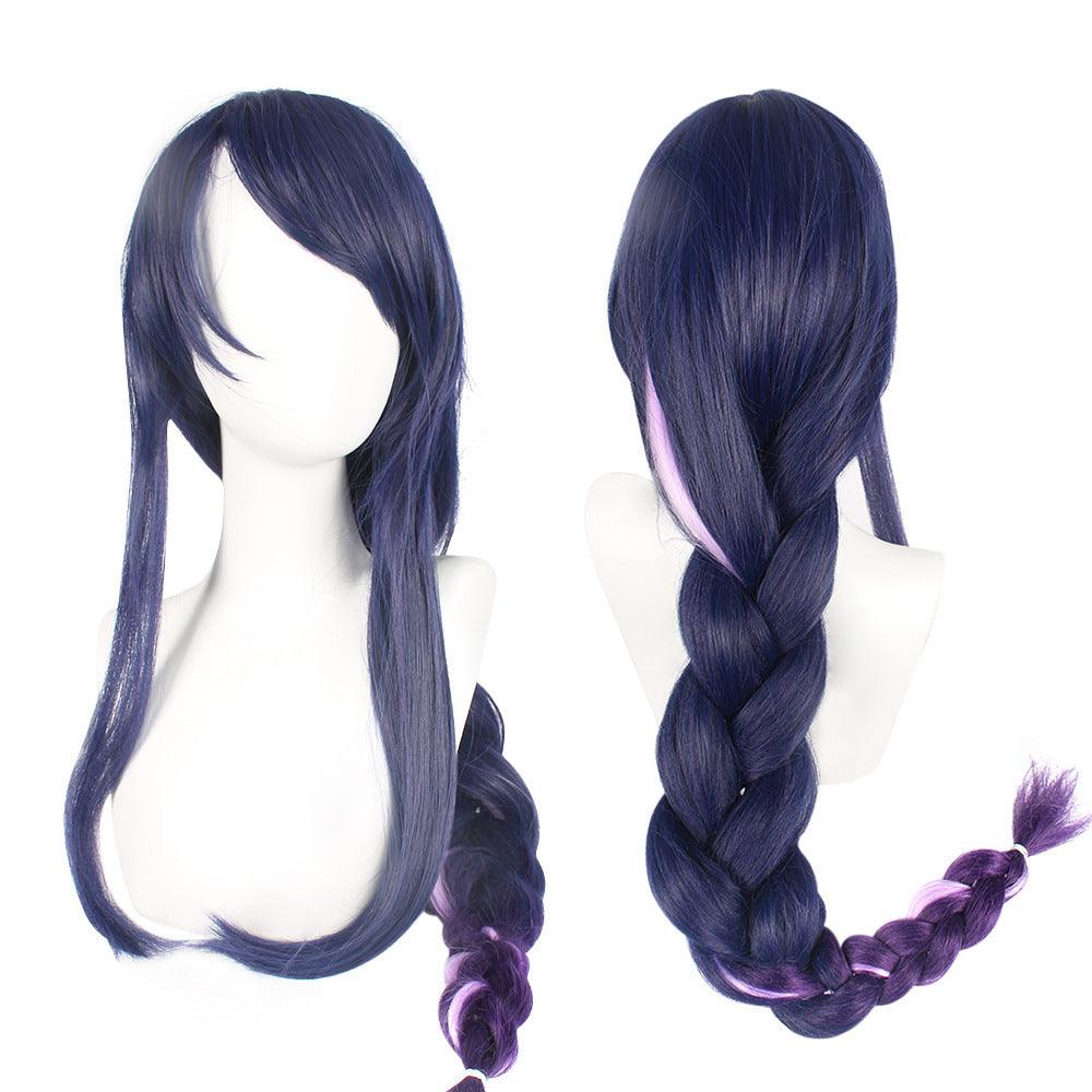 Genshin Impact Raiden Shogun Cosplay Wig Purple Gradient Long Braid Bangs Hair - CrazeCosplay