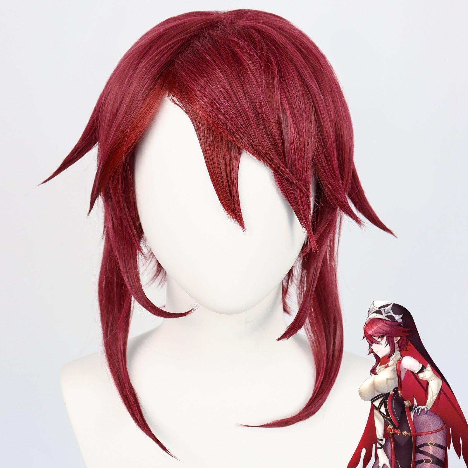 Genshin Impact Rosaria Burgundy Long Cosplay Wig - CrazeCosplay