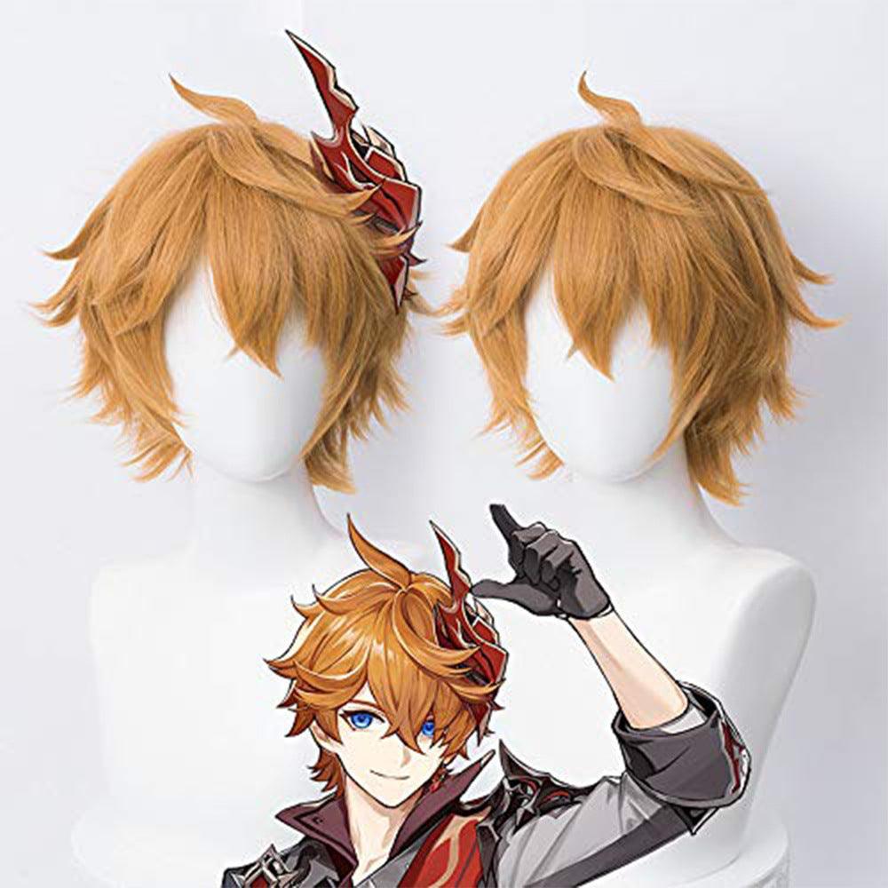 Genshin Impact Tartaglia Brown Short Cosplay Wig - CrazeCosplay