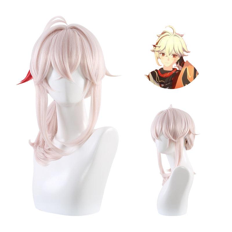 Genshin Impact Kazuha Cosplay Wig Pink Mixed Red Wig - CrazeCosplay