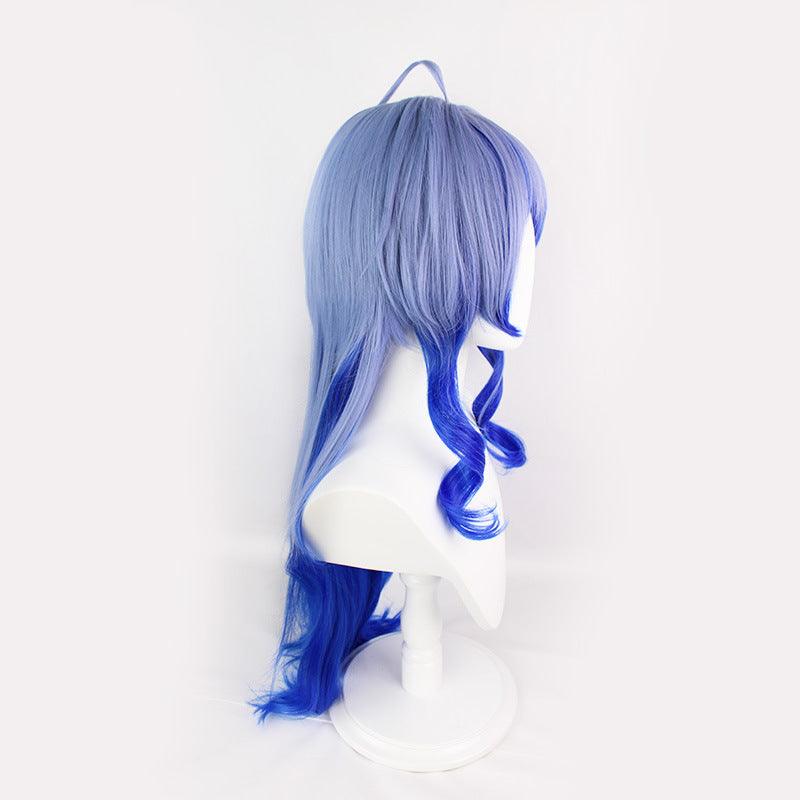 Genshin Impact Ganyu Cosplay Wig Blue Fluffy Wave Hair - CrazeCosplay