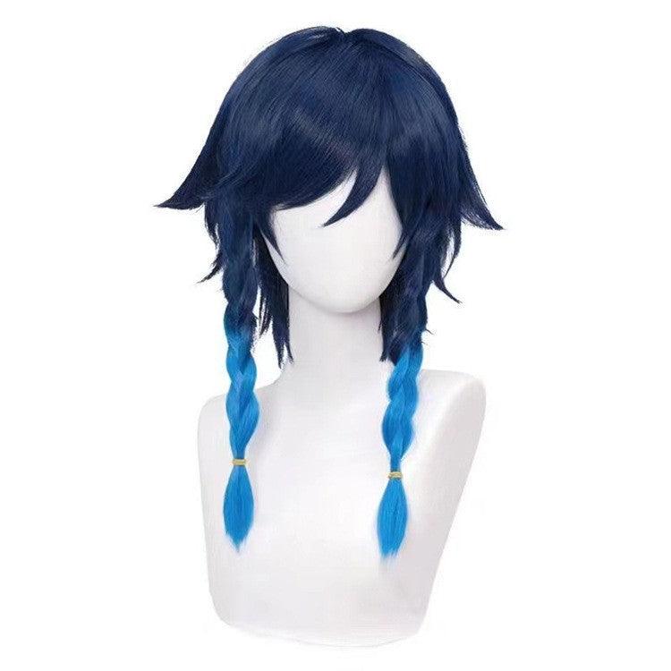 Genshin Impact Venti Cosplay Wig Blue Gradient Braids Hair - CrazeCosplay