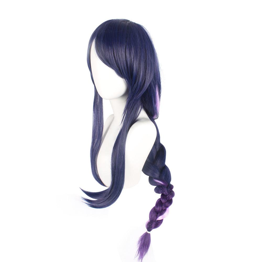 Genshin Impact Raiden Shogun Cosplay Wig Purple Gradient Long Braid Bangs Hair - CrazeCosplay