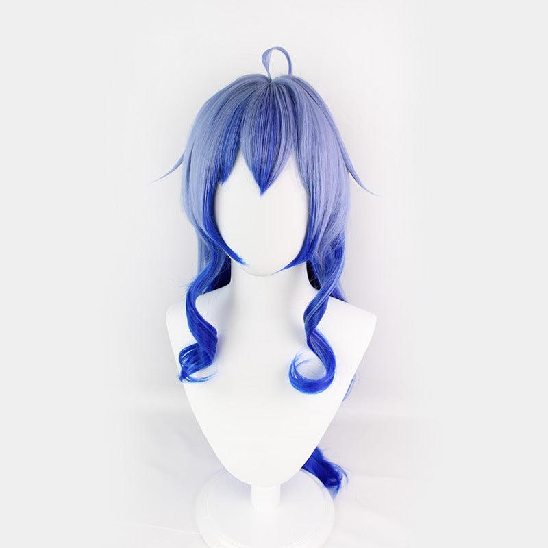 Genshin Impact Ganyu Cosplay Wig Blue Fluffy Wave Hair - CrazeCosplay