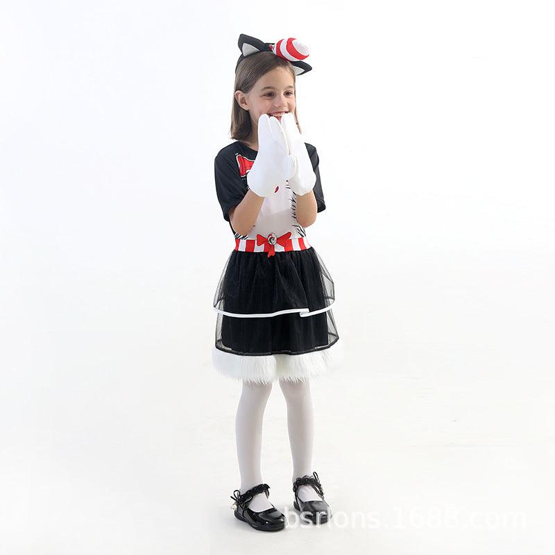 Dr Seuss Cat In The Hat Girl Costume Halloween Cosplay for Kids - CrazeCosplay