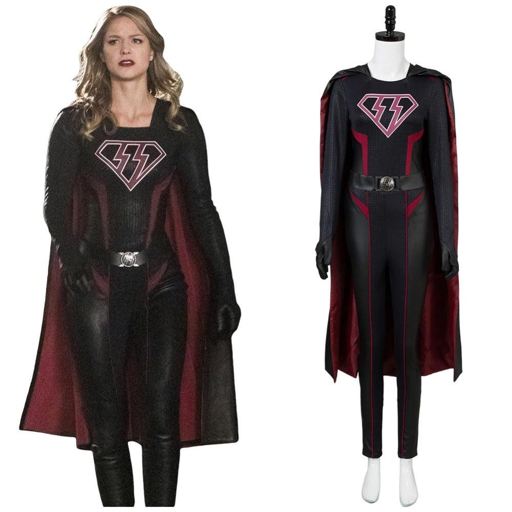 Supergirl Overgirl Kara Zor El Danvers Outfit Cosplay Costume Jumpsuit Cape - CrazeCosplay