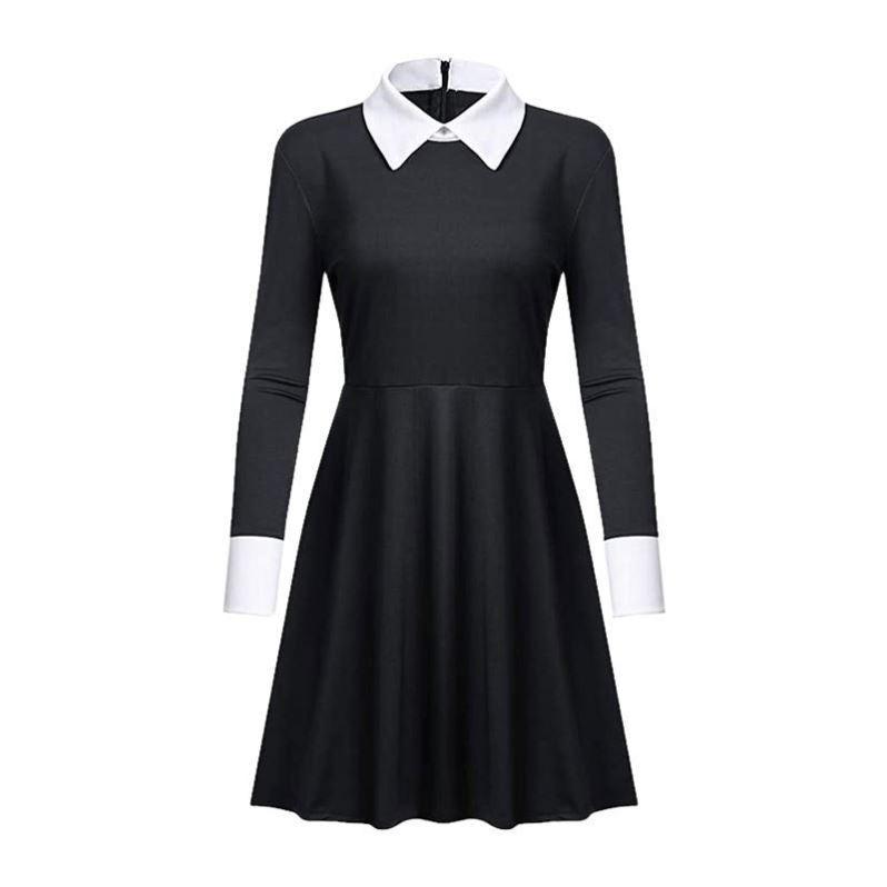 The Addams Family Cosplay Costume Halloween Long Sleeve Dress - CrazeCosplay