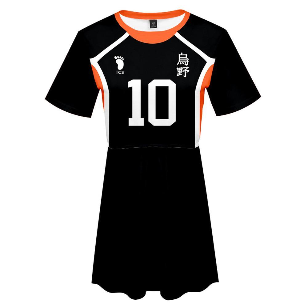 Haikyuu!! Hinata Shoyo Cosplay Dress Women Summer Short Sleeve Cosplay Costume - CrazeCosplay