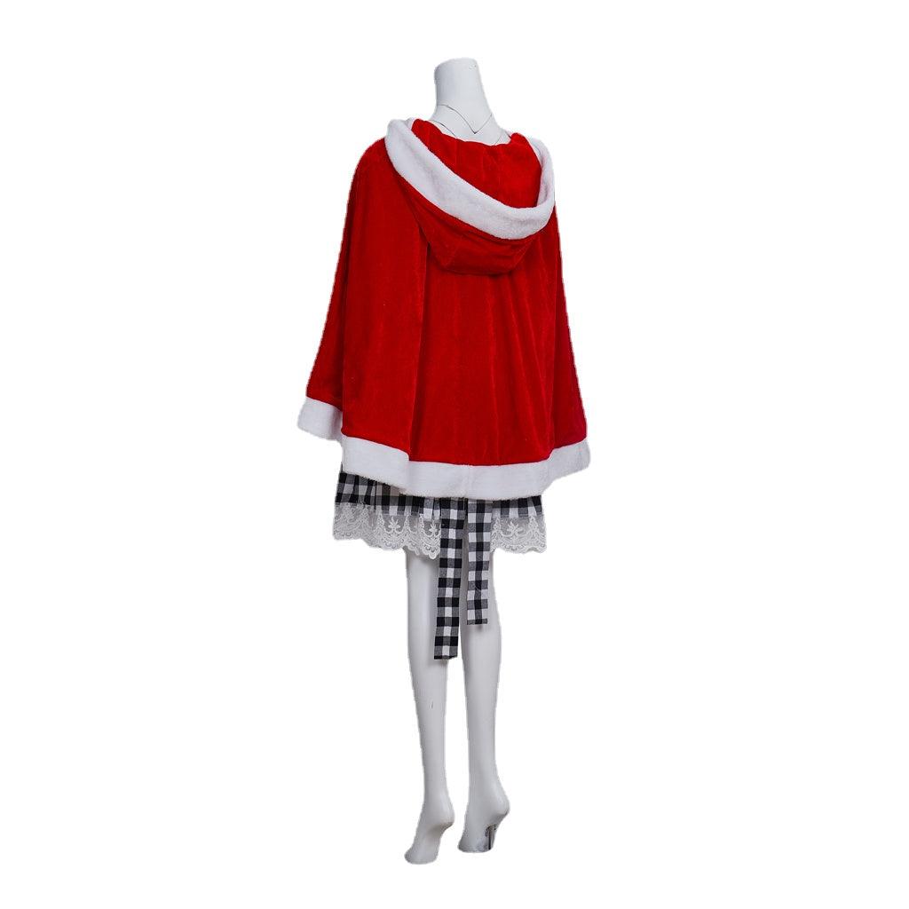 Women Cindy Lou Costume With Red Cape Fancy Christmas Dress - CrazeCosplay