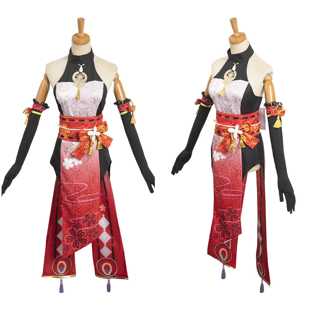 Yae Miko Women Red Cheongsam Halloween Cosplay Costume