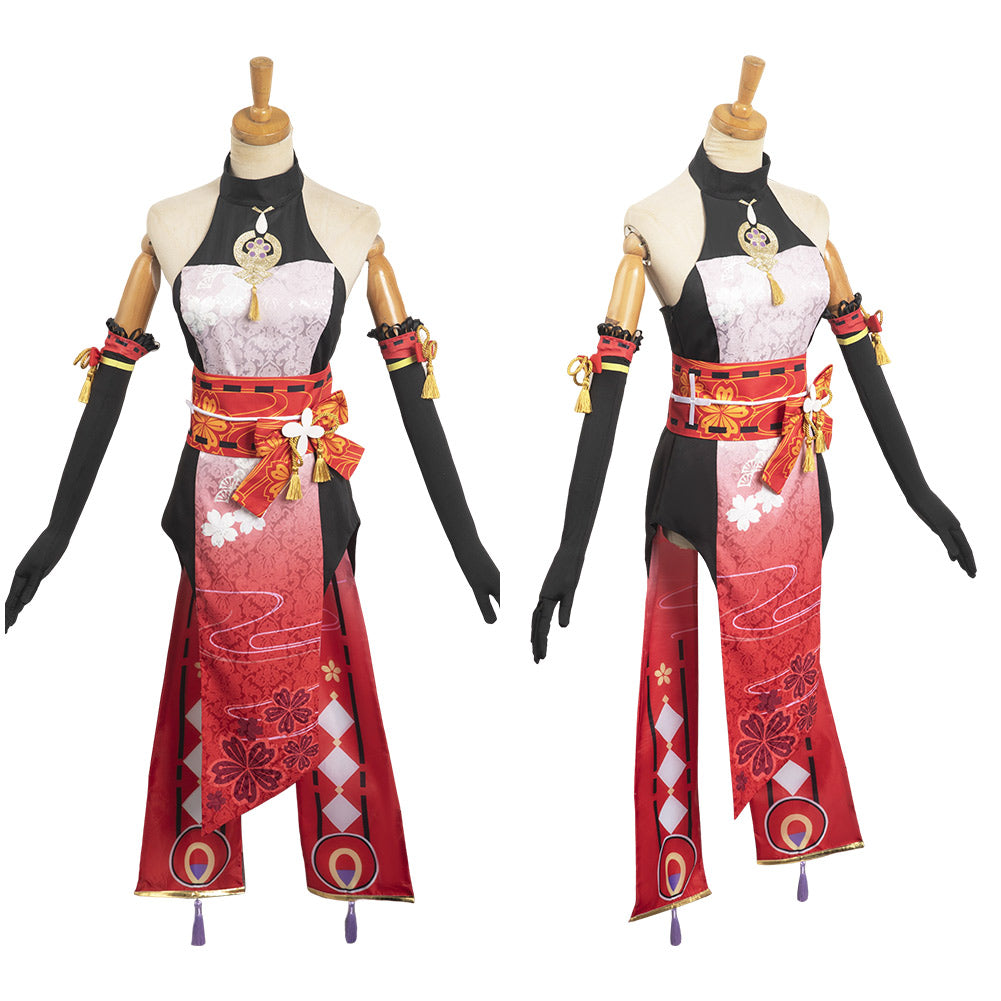 Yae Miko Women Red Cheongsam Halloween Cosplay Costume