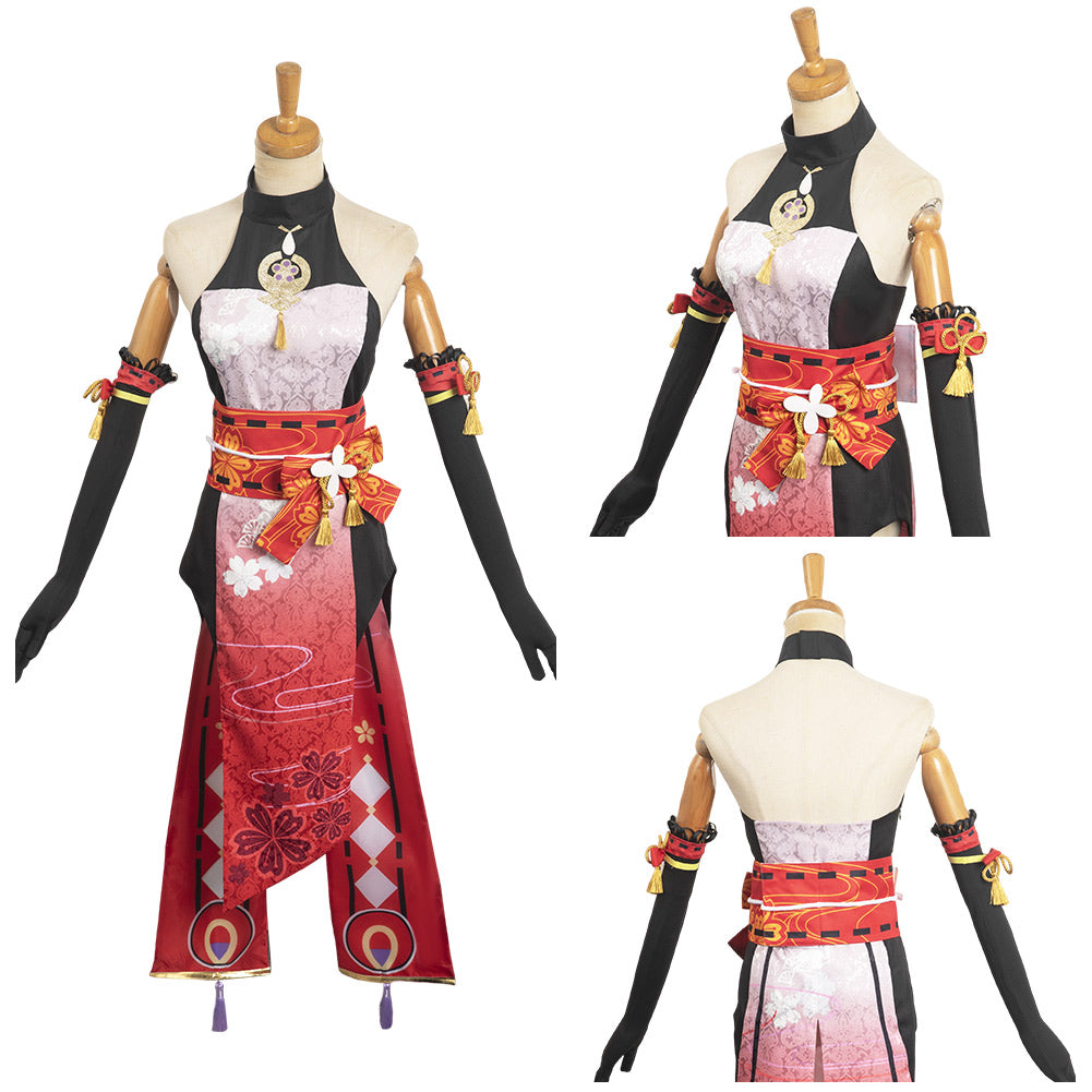 Yae Miko Women Red Cheongsam Halloween Cosplay Costume