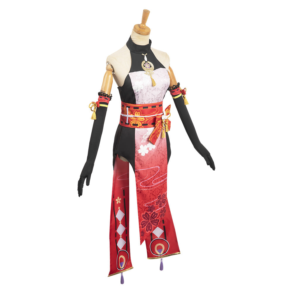 Yae Miko Women Red Cheongsam Halloween Cosplay Costume