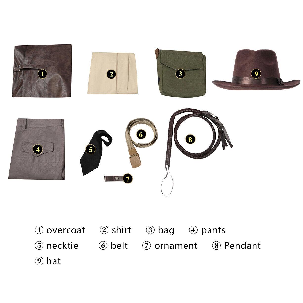 Indiana Jones Outfit Indiana Jones and The Dial of Destiny Halloween Cosplay Costume with Whip