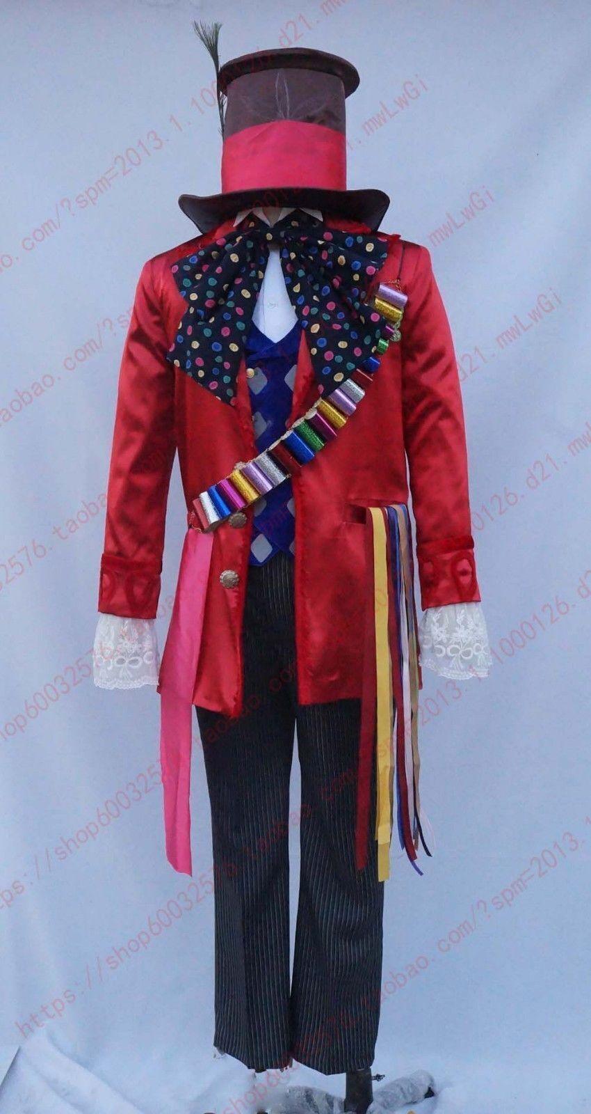 Tim Burton Mad Hatter Outfit Charlie and The Chocolate Factory Halloween Cosplay Costume