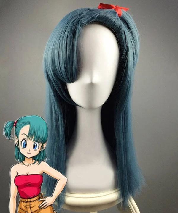 Dragon Ball Bulma Cosplay Wig Dark Green Long Straight Hair - CrazeCosplay